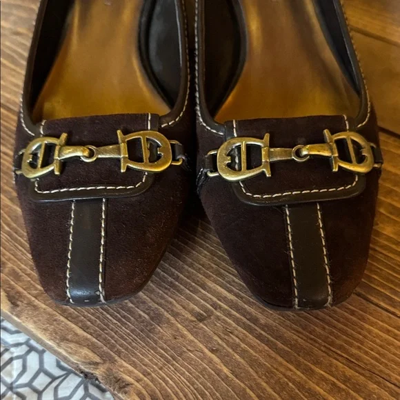 Etienne Aigner Espresso Loafers with Gold Accents - Picture 9 of 12